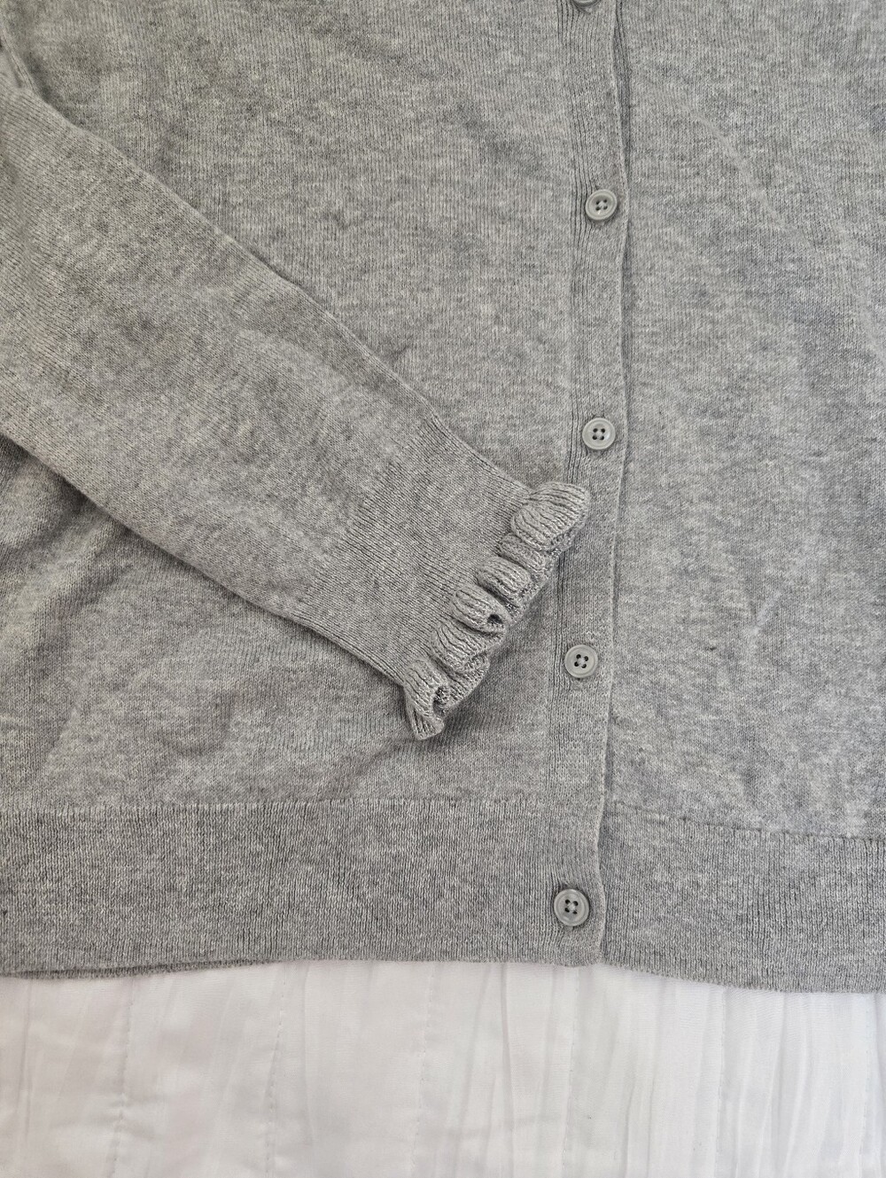 GAP Light Gray Ruffle-Trim Button Cardigan - Picture 3 of 6